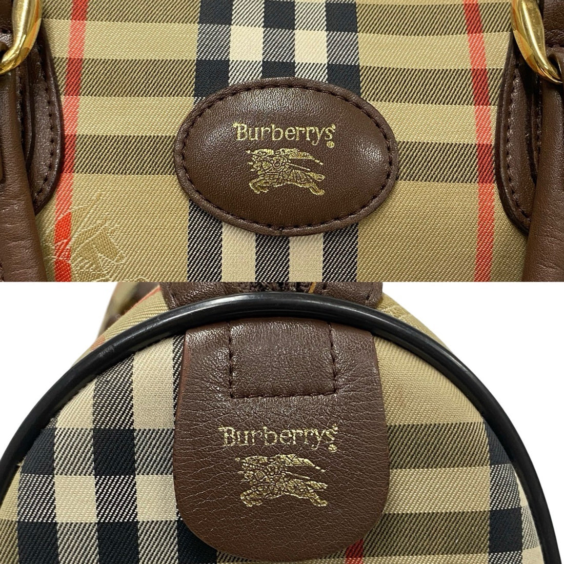 Burberry Haymarket Check Boston Bag  Canvas Handbag in Very Good Condition