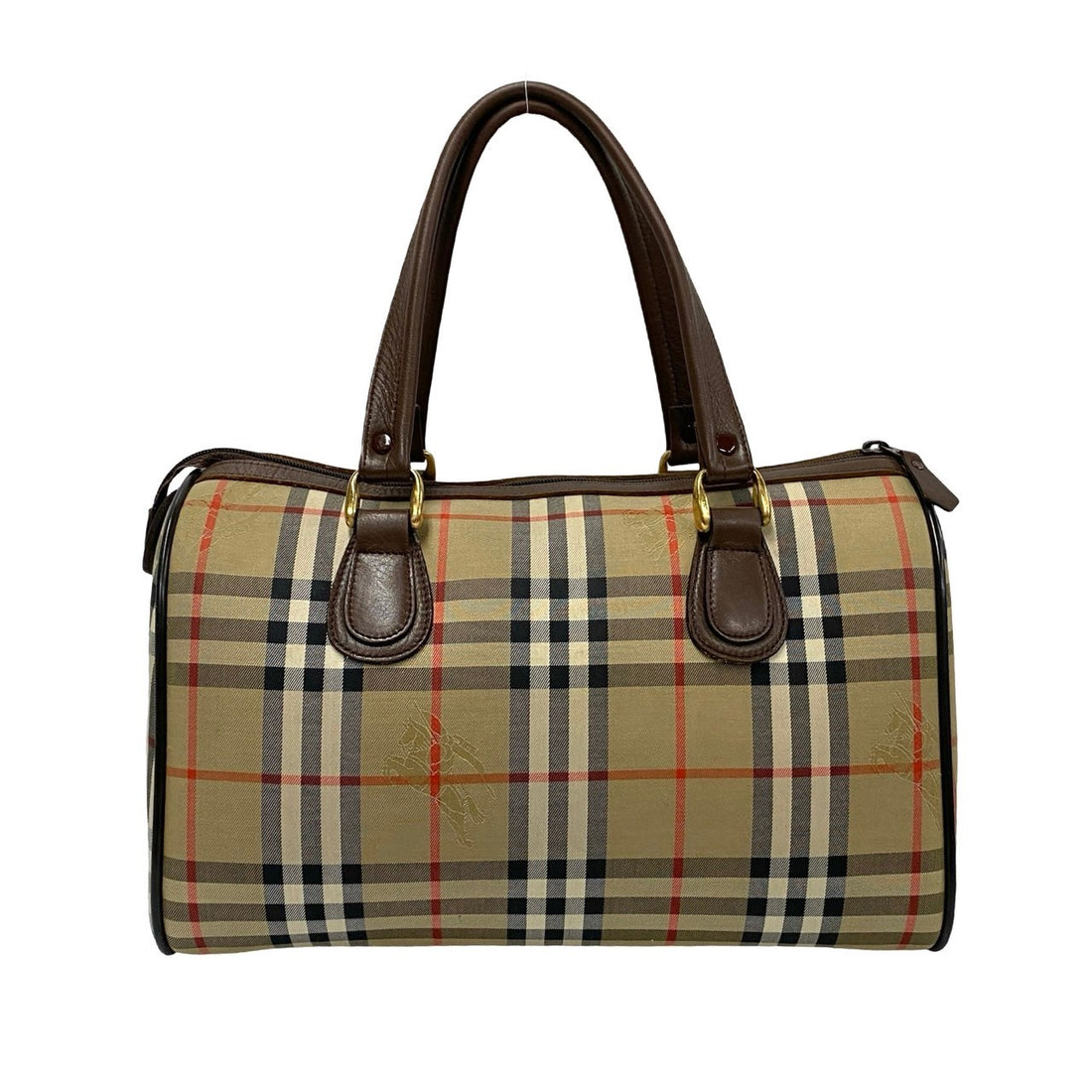 Burberry Haymarket Check Boston Bag  Canvas Handbag in Very Good Condition