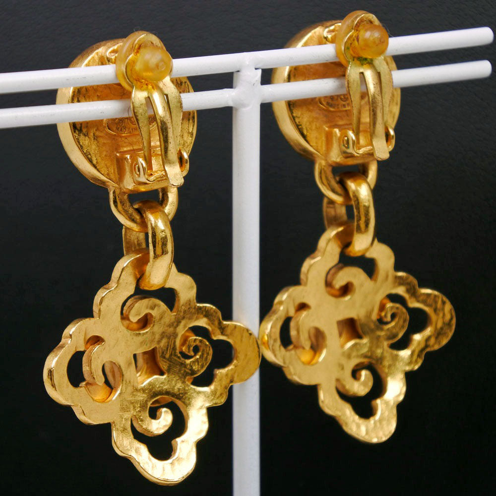 Chanel Gold Plated Color Stone Earrings