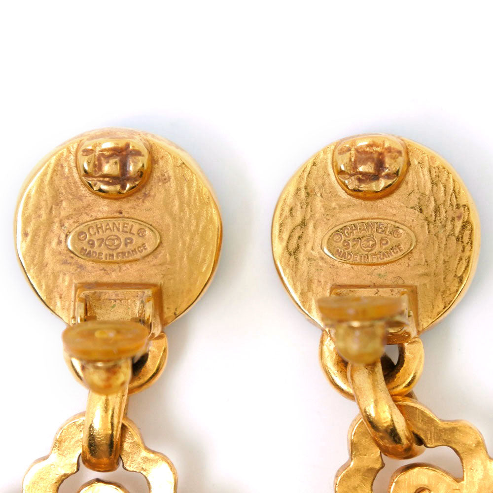 Chanel Gold Plated Color Stone Earrings