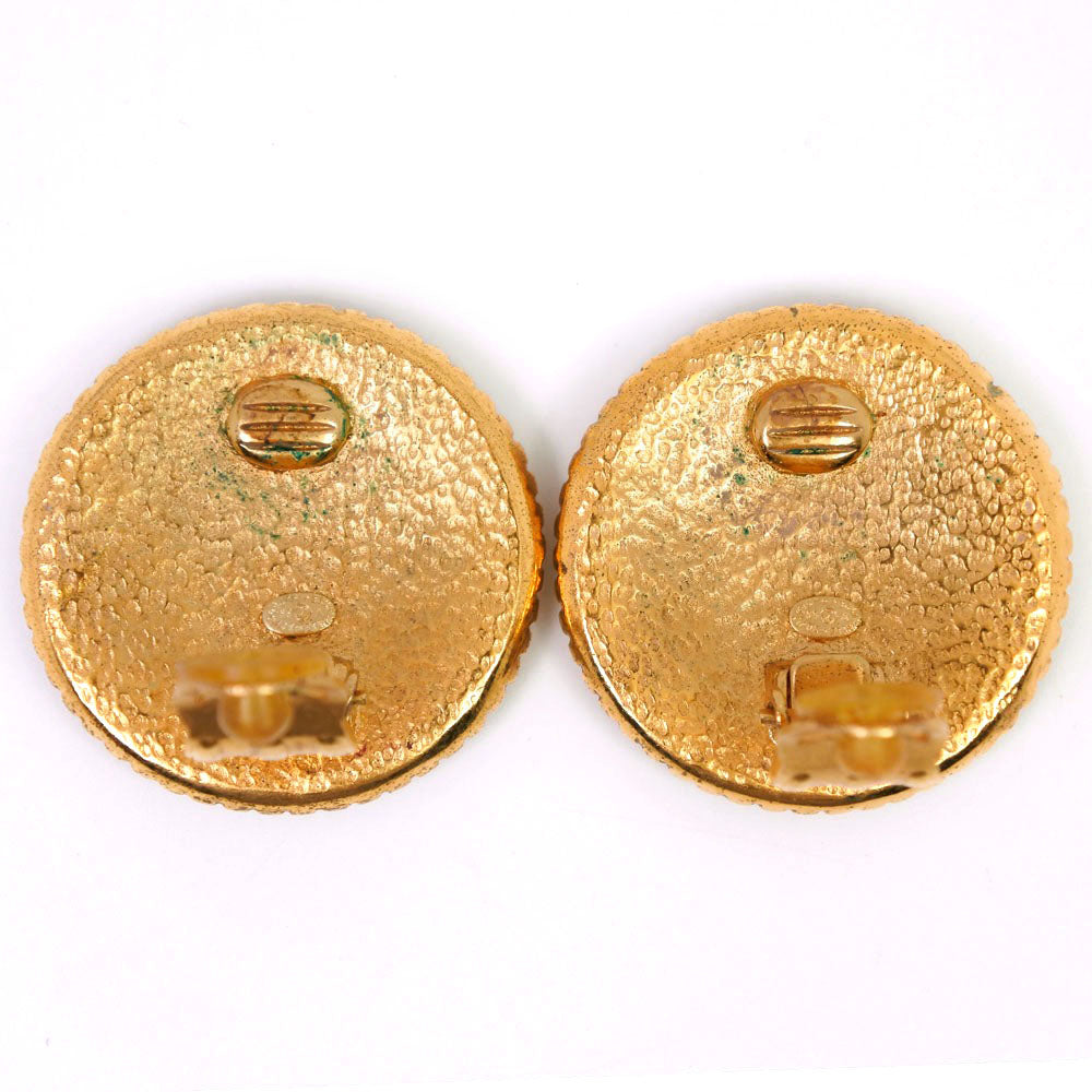 Chanel Gold Plated Color Stone Earrings 96A