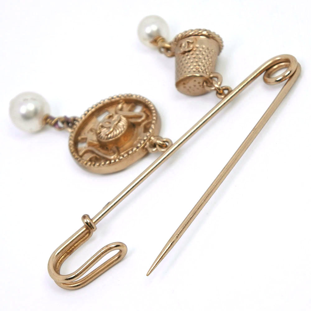 Chanel Gold Plated Faux Pearl Brooch