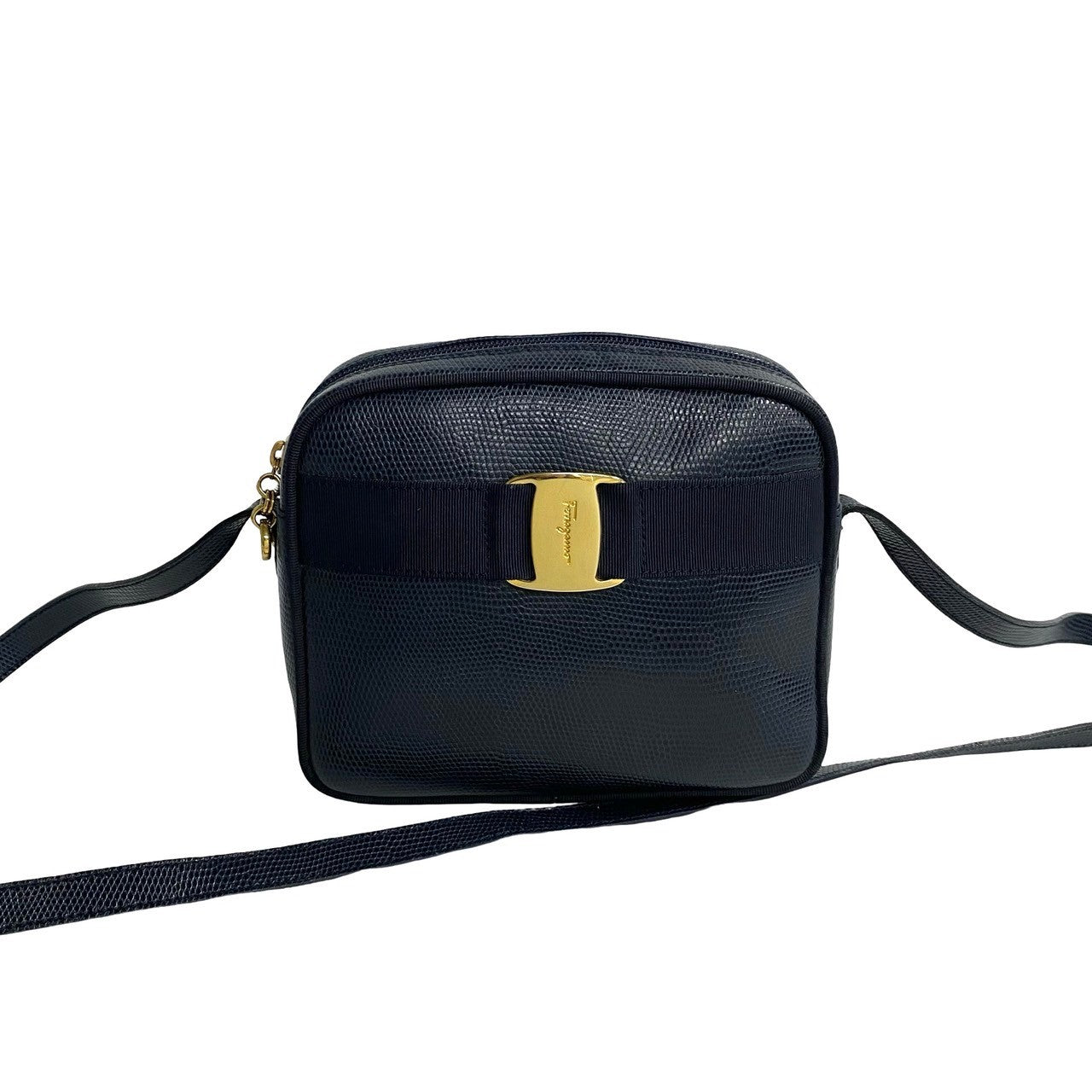 Salvatore Ferragamo Leather Vara Mini Crossbody Bag  Leather Crossbody Bag in Very Good Condition