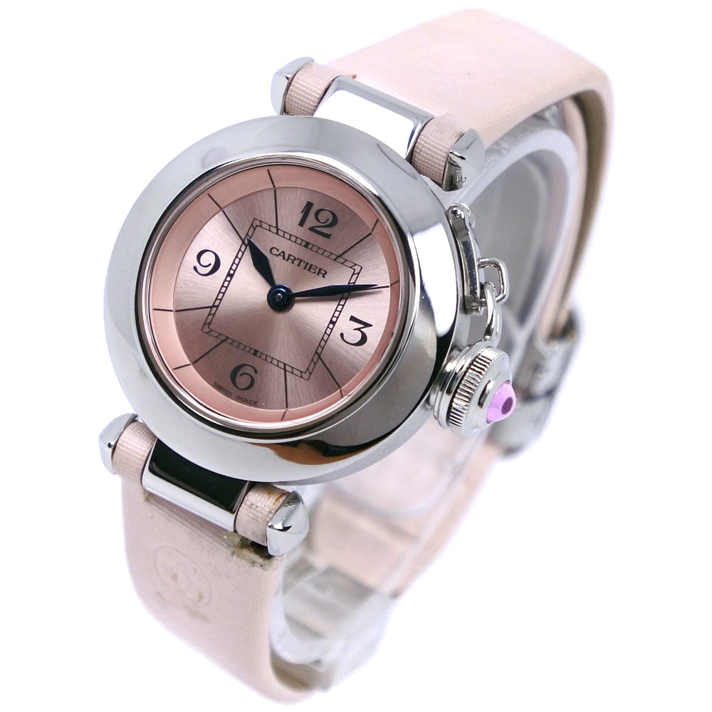 Cartier Miss Pasha Ladies' Watch W3140008 - Stainless Steel & Leather, Pink, Quartz Movement, Pink Dial, Used in Some Conditions, Grade A W3140008