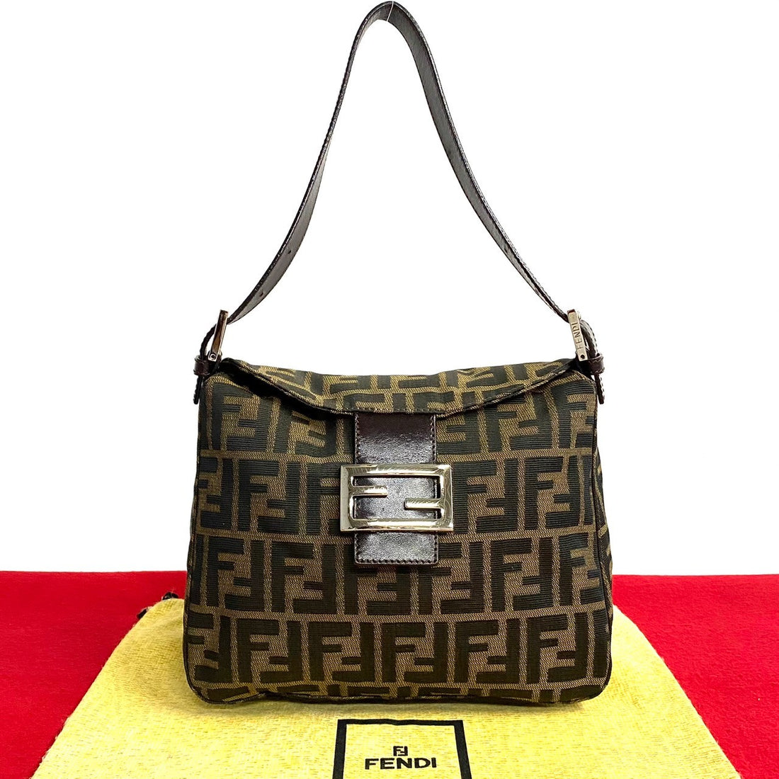 Fendi Zucca Mamma Baguette Bag  Canvas Crossbody Bag