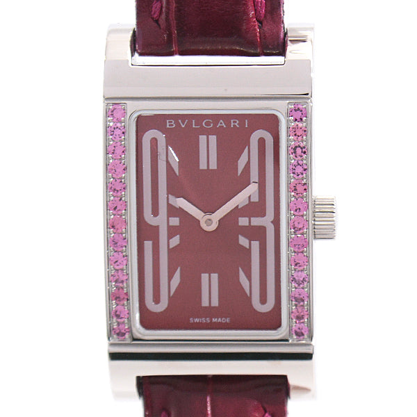 Bvlgari Ladies Rectangular Rhodolite Garnet Bezel Quartz Watch RT39S in Great Condition