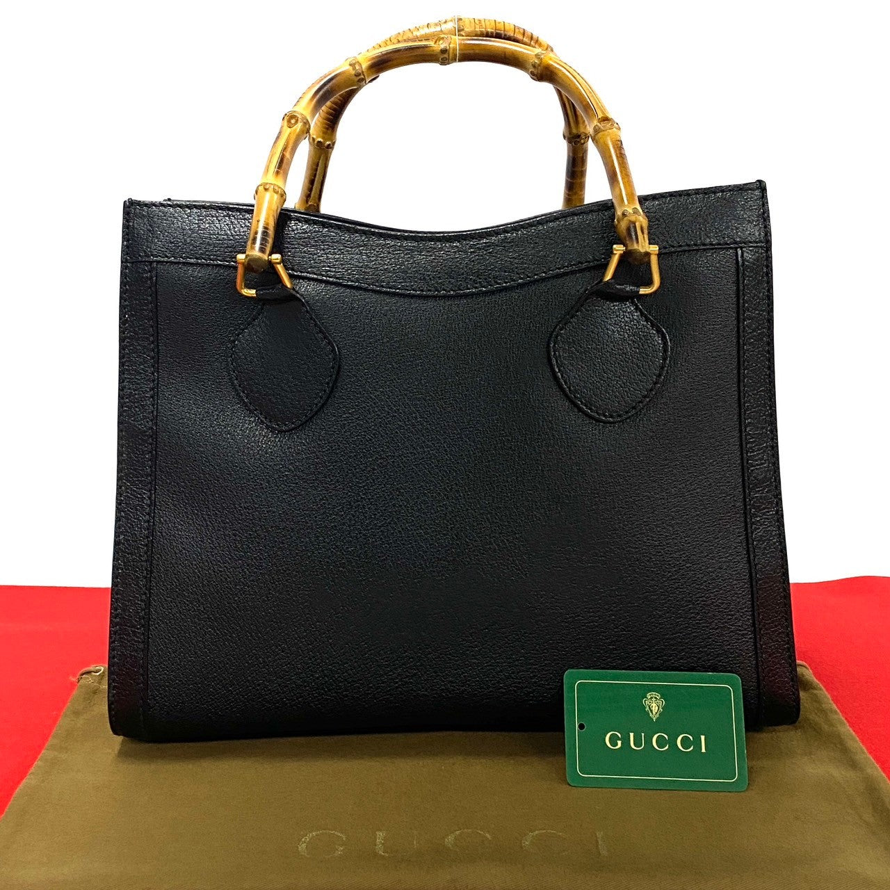 Gucci Vintage Bamboo Leather Handbag Black