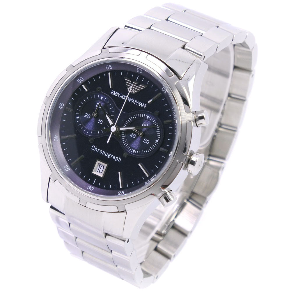 Emporio Armani Men's Chronograph Watch AR-0583, Stainless Steel, Quartz, Navy Dial [Pre-owned, A-Rank] AR-0583