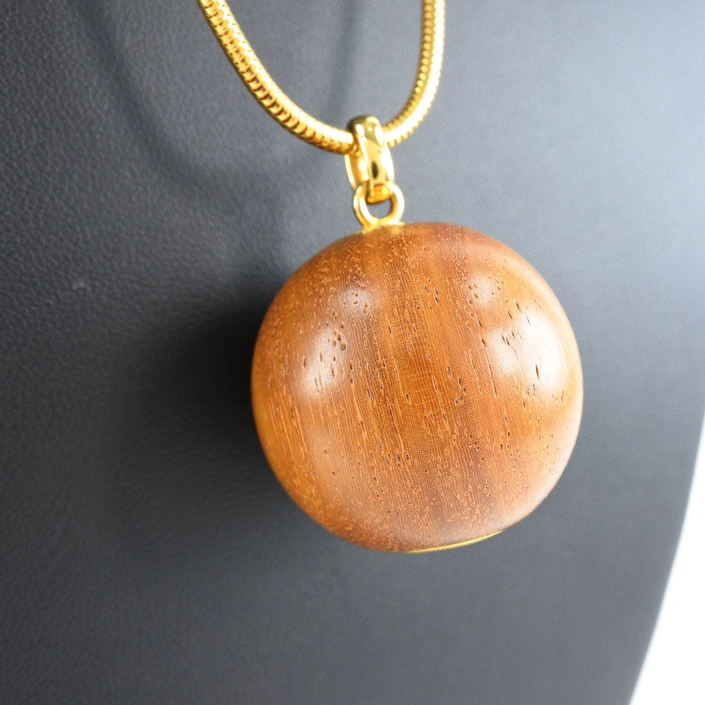 Hermes Gold Plated Wood Ball Necklace