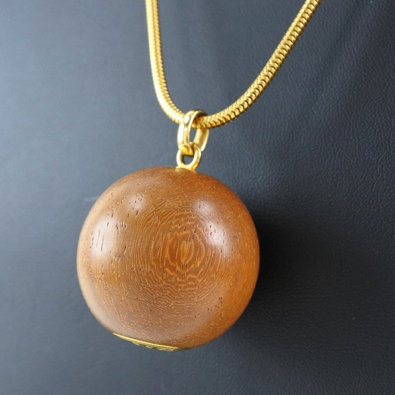 Hermes Gold Plated Wood Ball Necklace