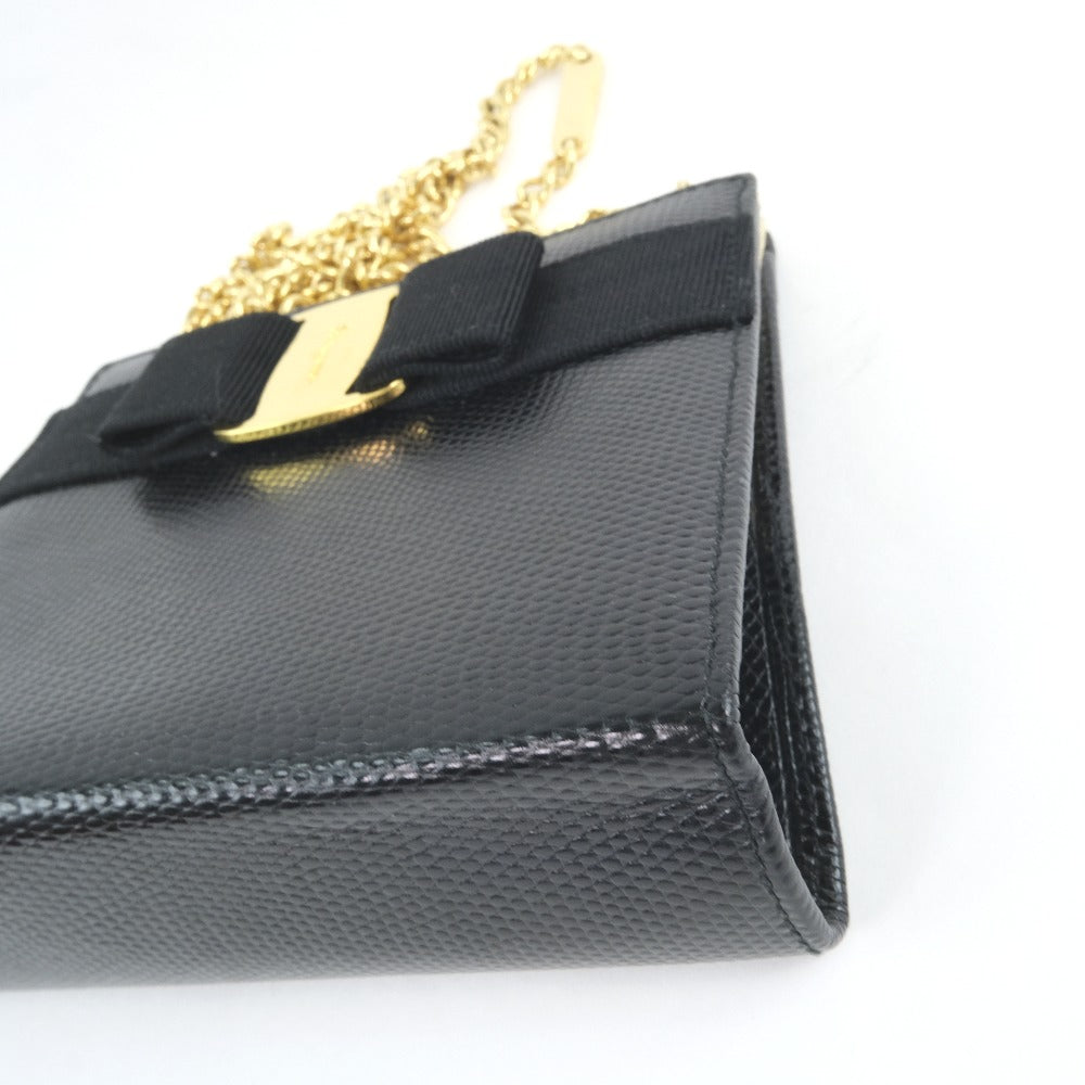 Salvatore Ferragamo Vara Chain Shoulder Bag Black