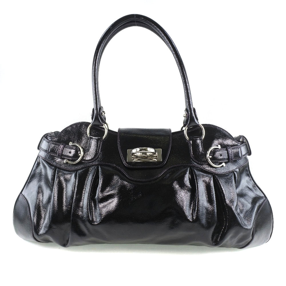 Salvatore Ferragamo Gancini Marisa Patent Leather Shoulder Bag Leather Shoulder Bag in Very Good Condition