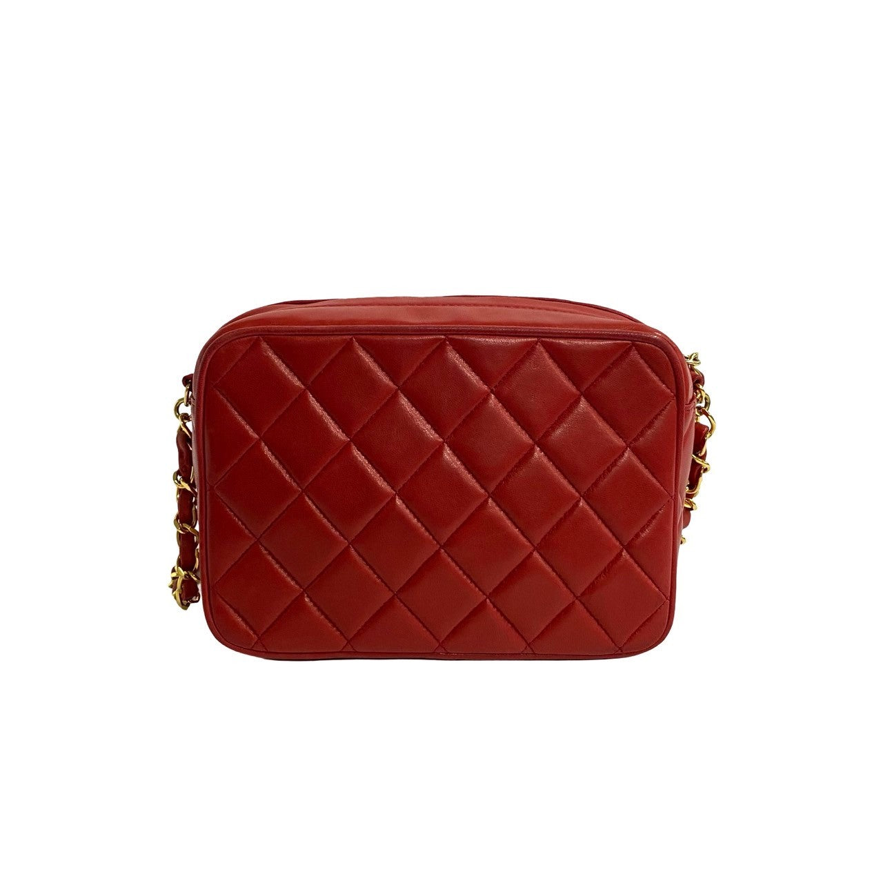 Chanel Lambskin Matelasse Tassel Chain Shoulder Bag Red