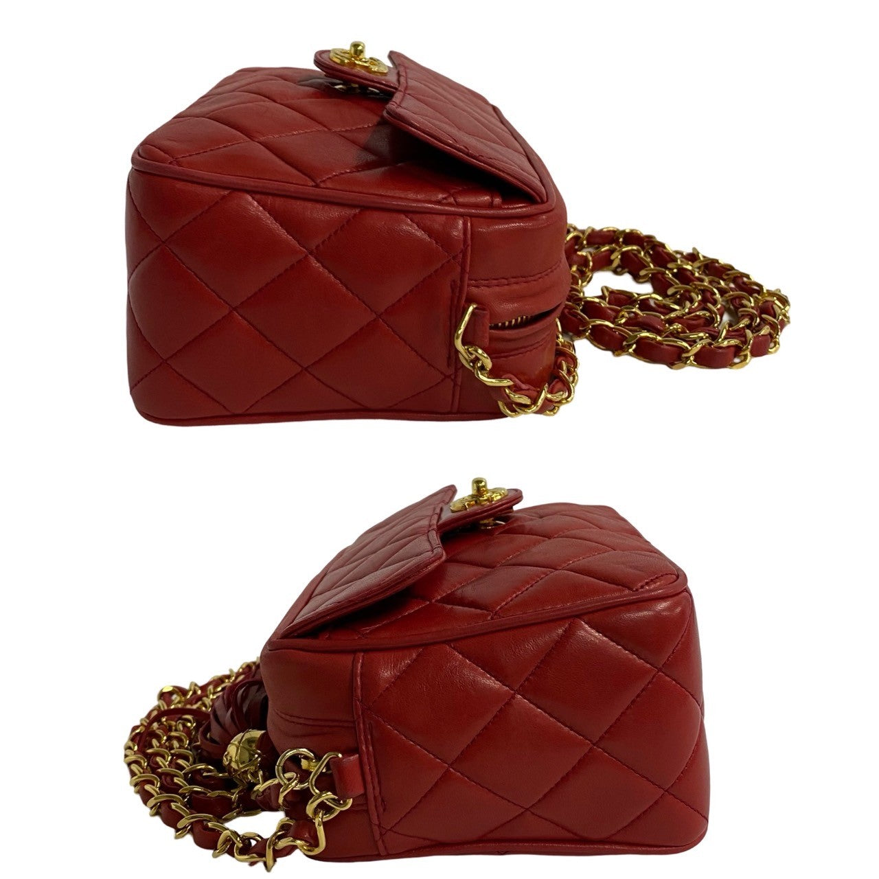 Chanel Lambskin Matelasse Tassel Chain Shoulder Bag Red