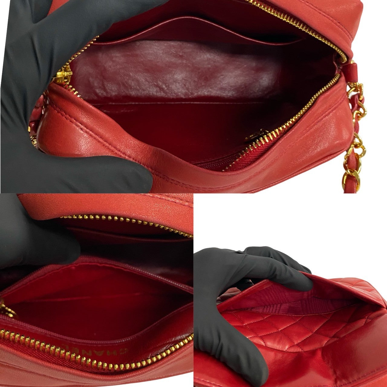 Chanel Lambskin Matelasse Tassel Chain Shoulder Bag Red