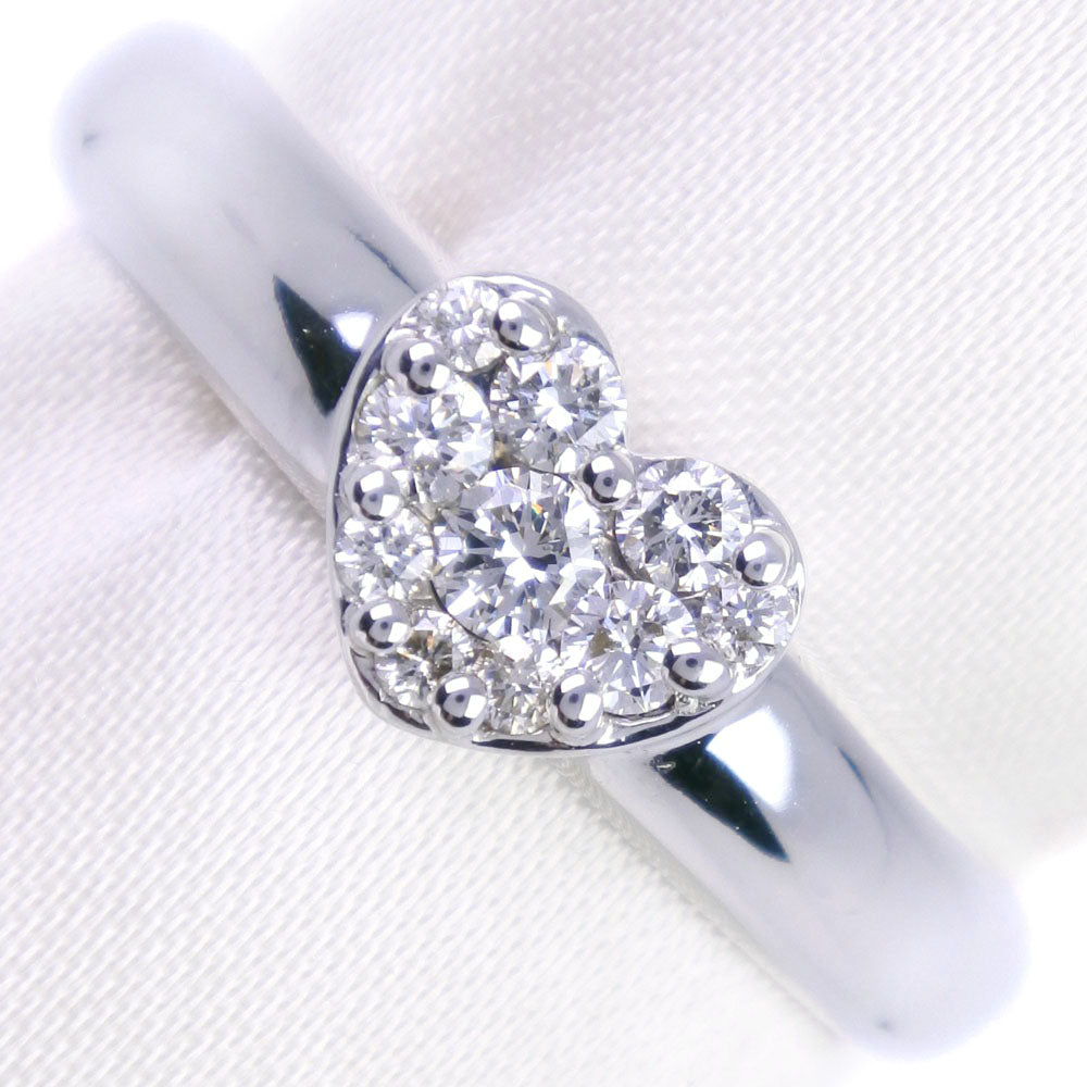 "Ponte Vecchio Heart Ring, K18 White Gold with Diamond, Size 13.5, Women's Pre-Owned in A-Rank Condition"