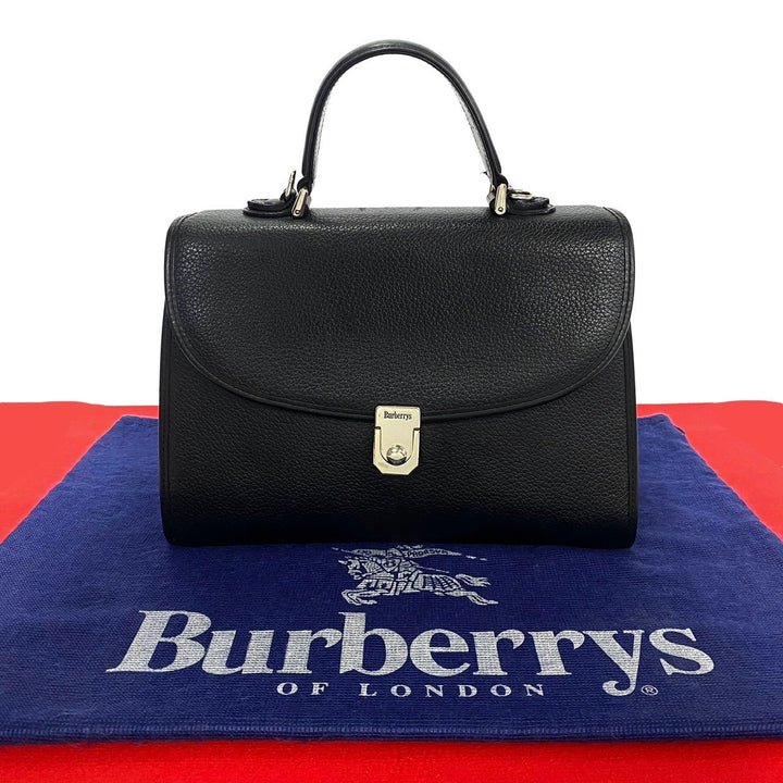 Burberry Burberry Vintage Leather Handbag Black Leather Handbag 89824 in Very Good Condition