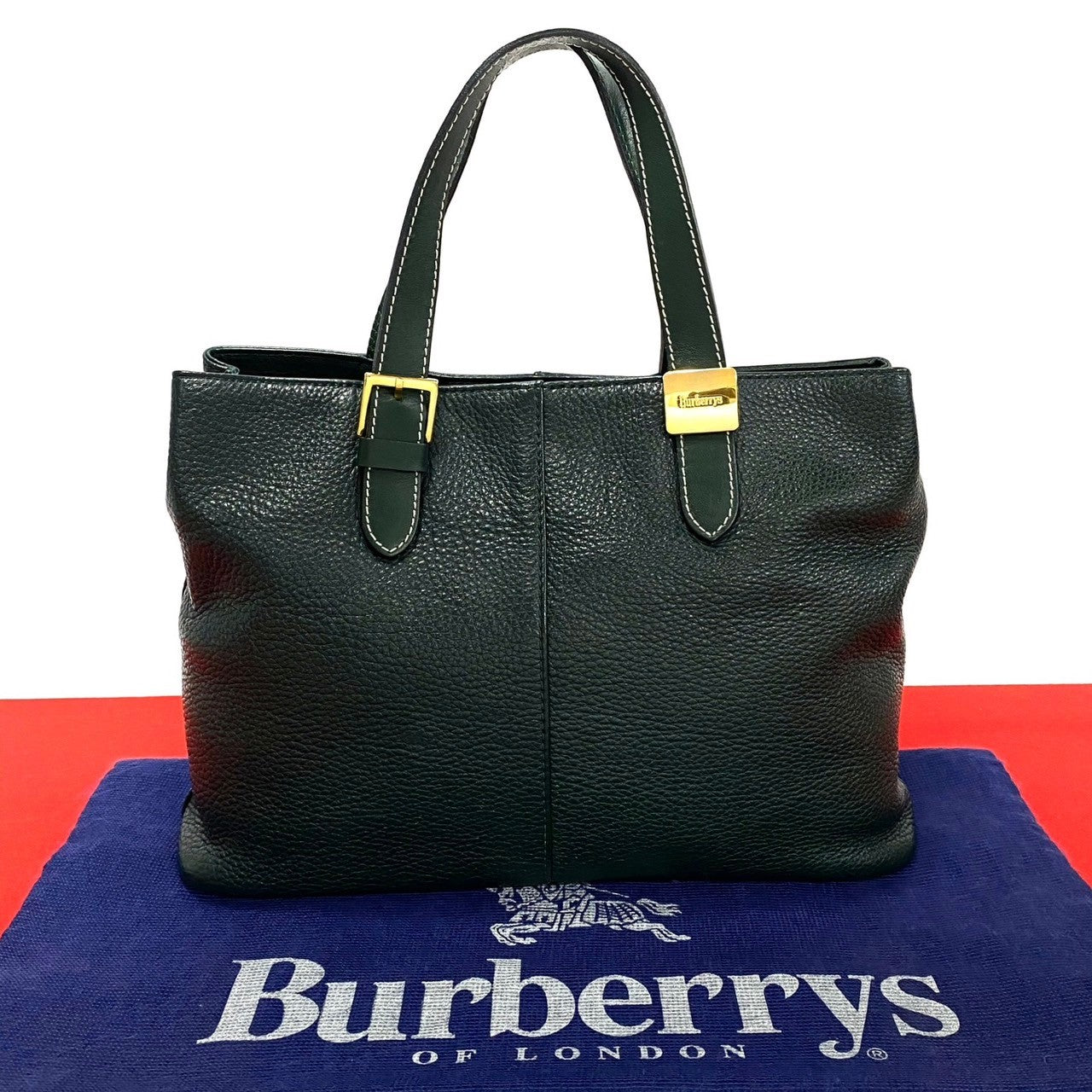 Burberry Leather Handbag Tote Green