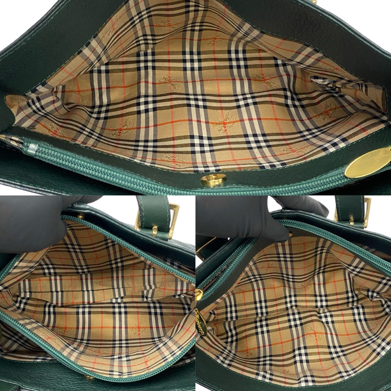 Burberry Leather Handbag Tote Green