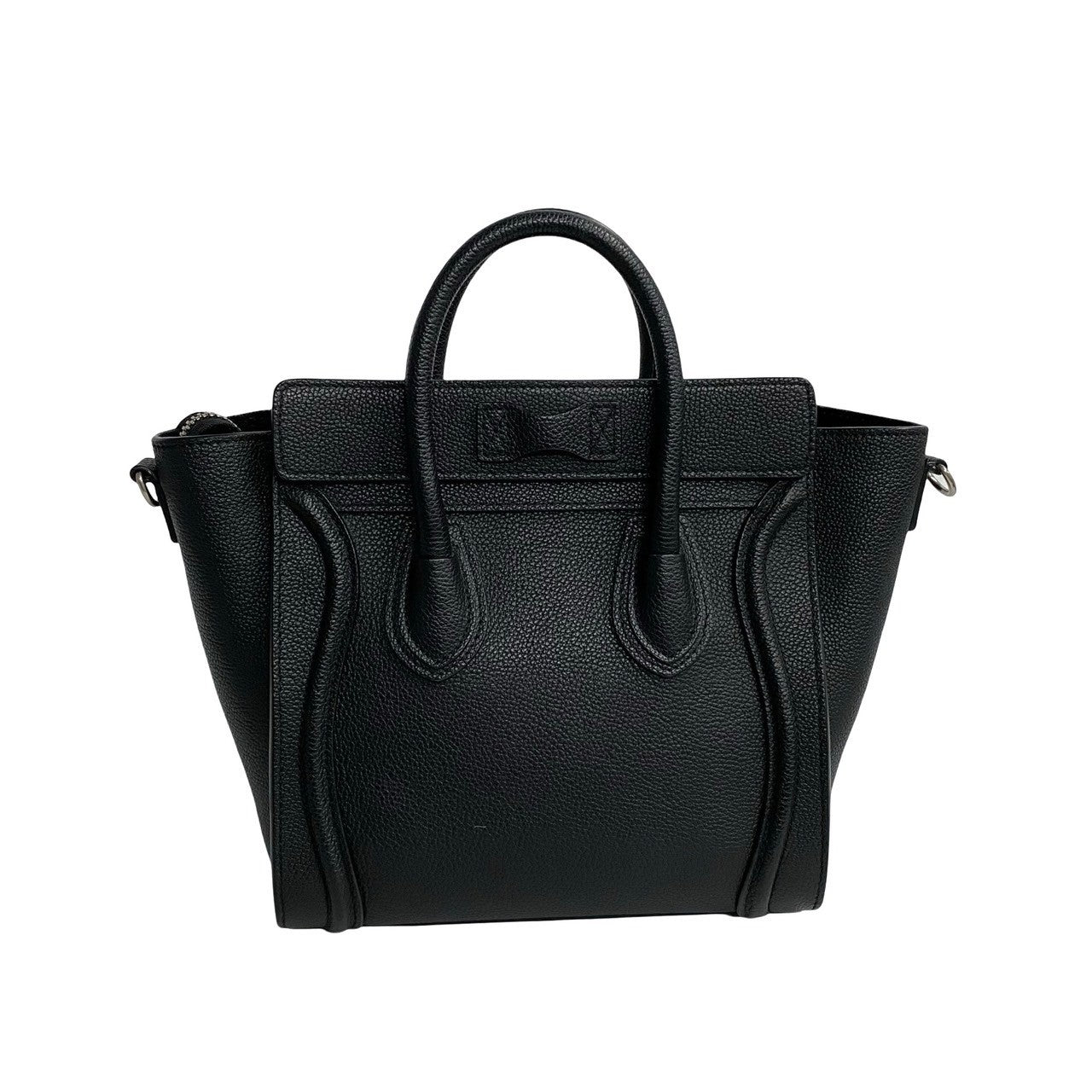 Celine Leather Luggage Nano Shopper Handbag Black