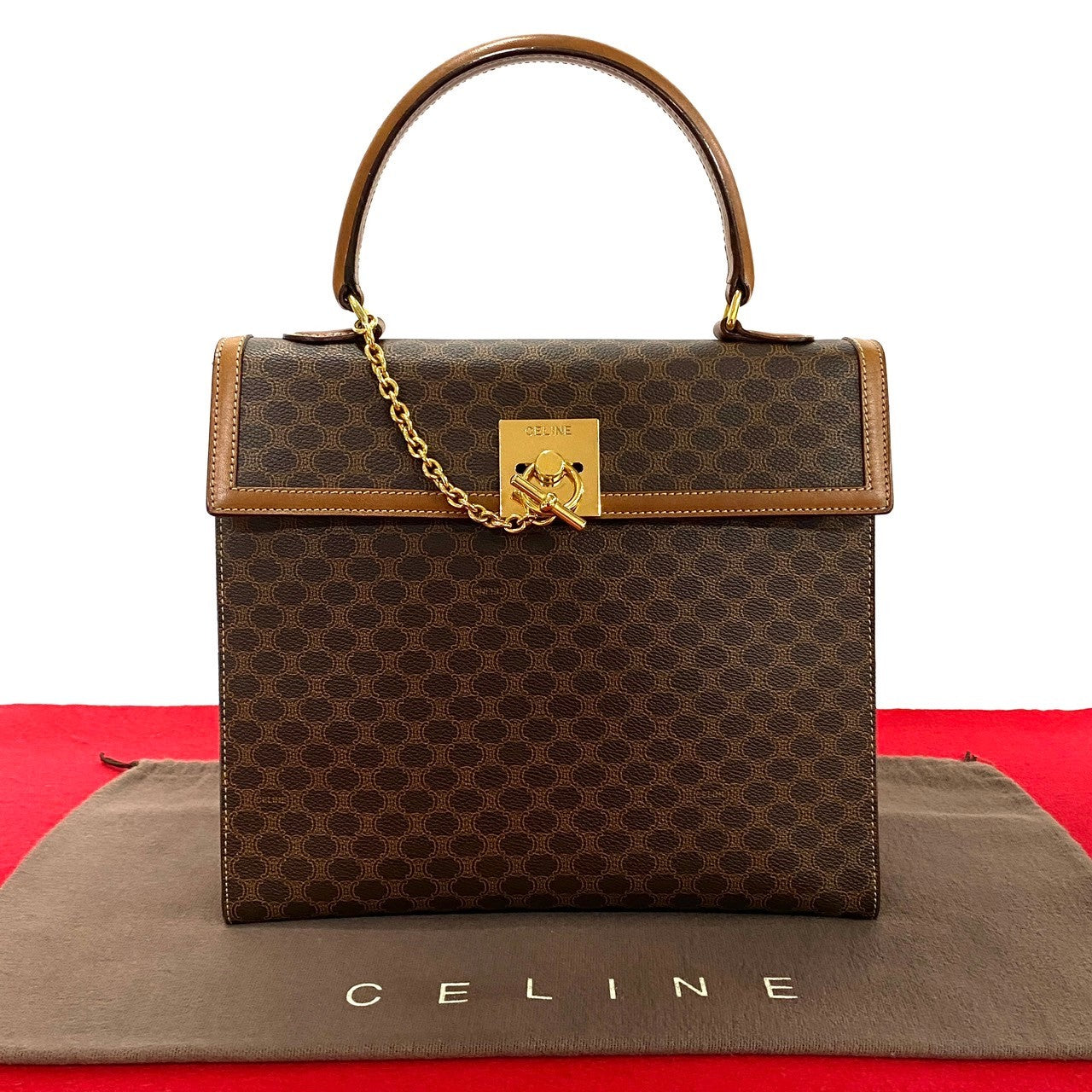 Celine Vintage Macadam Blazon Leather Mini Handbag