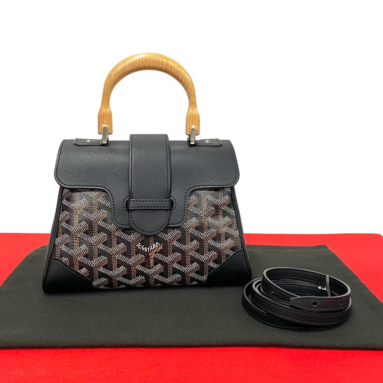 Goyard Saigon Mini Leather Wood Handle 2way Bag