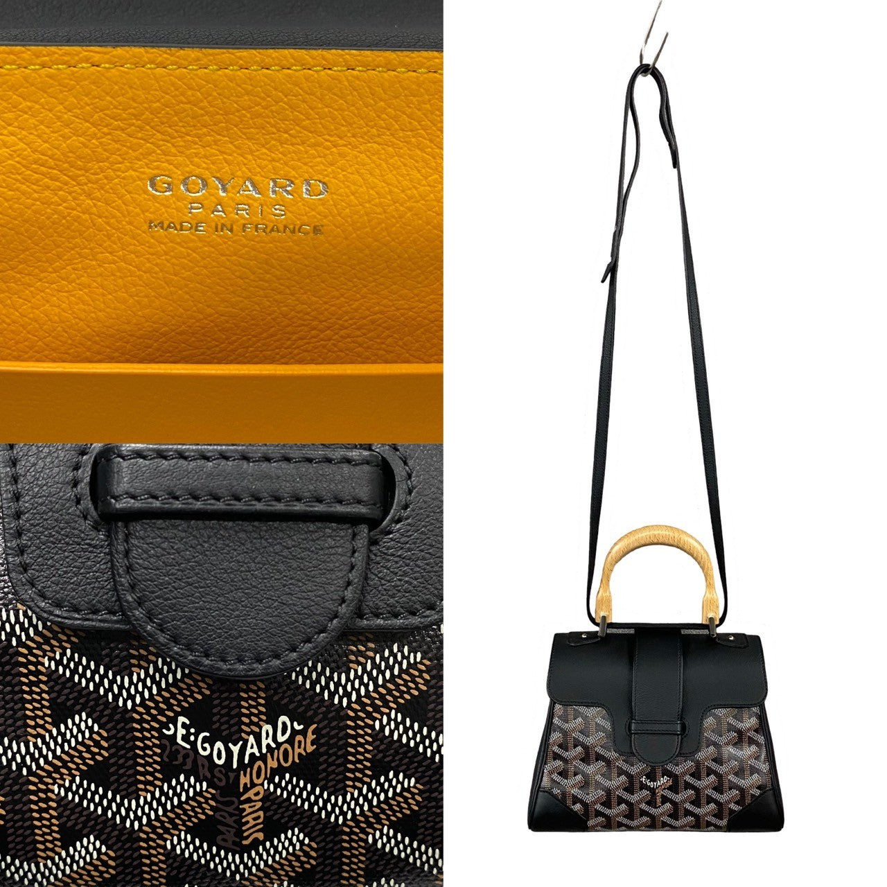 Goyard Saigon Mini Leather Wood Handle 2way Bag