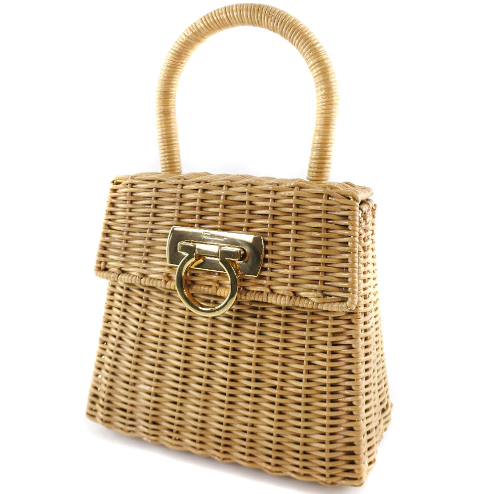 Salvatore Ferragamo Gancini Straw Handbag