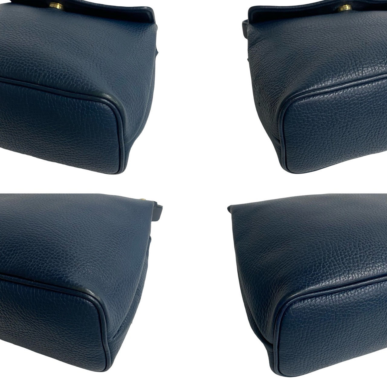 Christian Dior Leather 2way Shoulder Bag Mini Handbag Navy