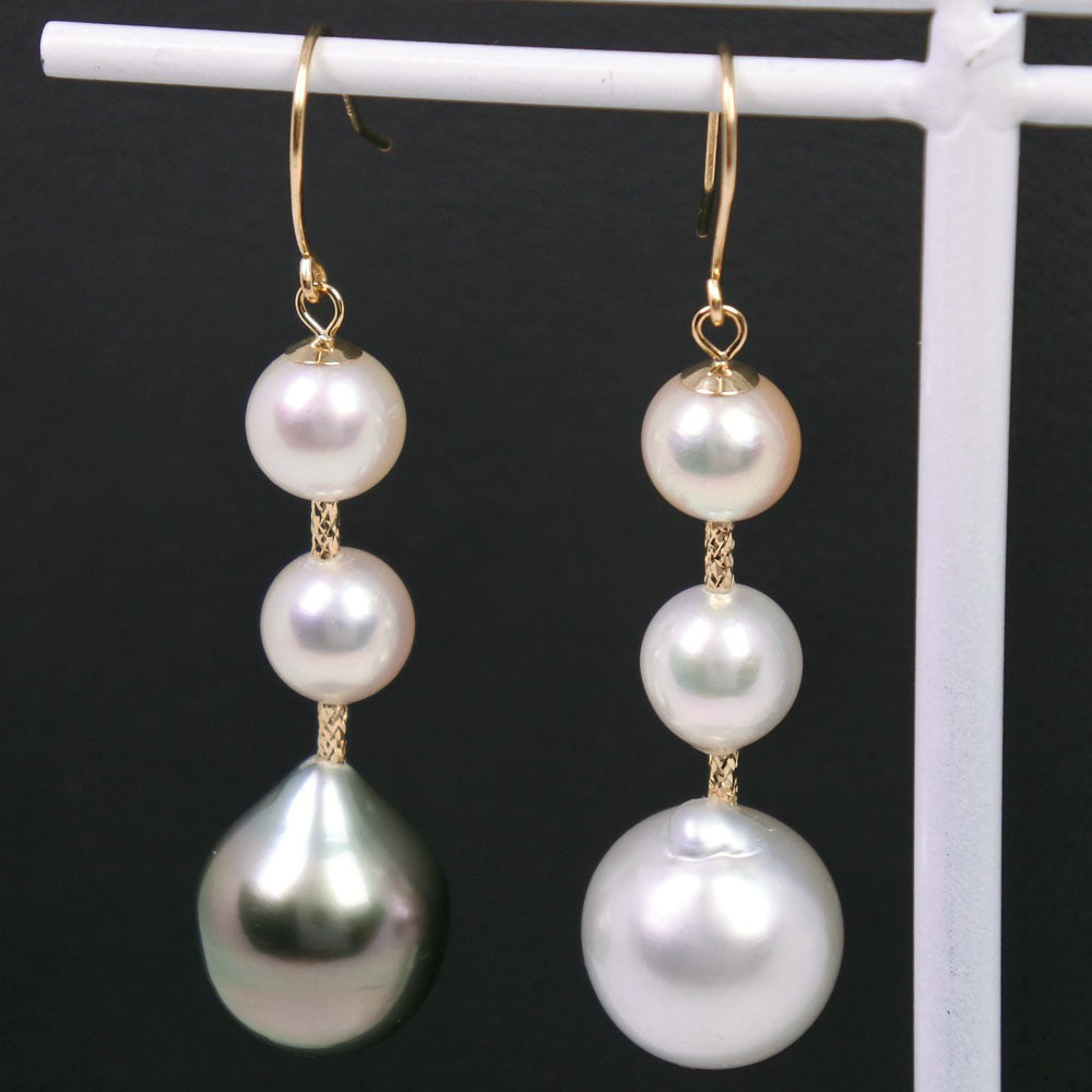 Akoya South Sea Tahitian Pearl Earrings K18 Yellow Gold