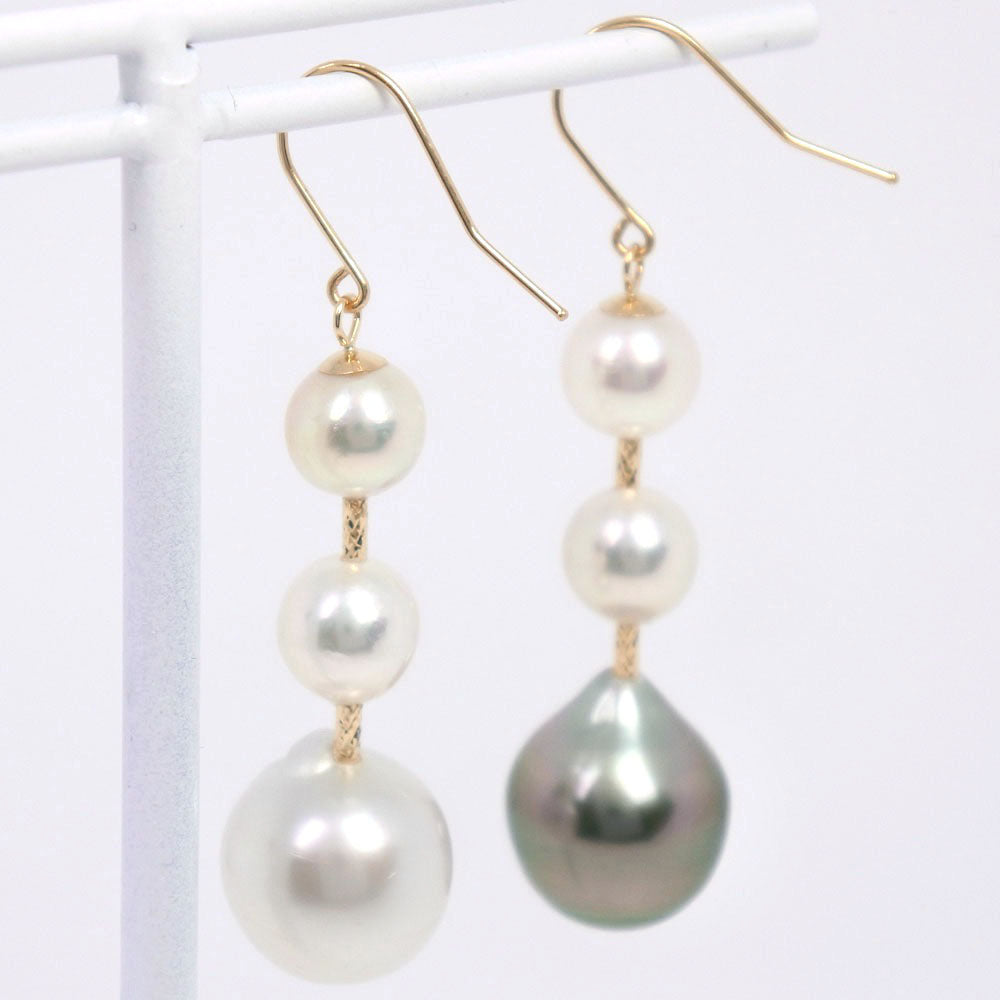 Akoya South Sea Tahitian Pearl Earrings K18 Yellow Gold