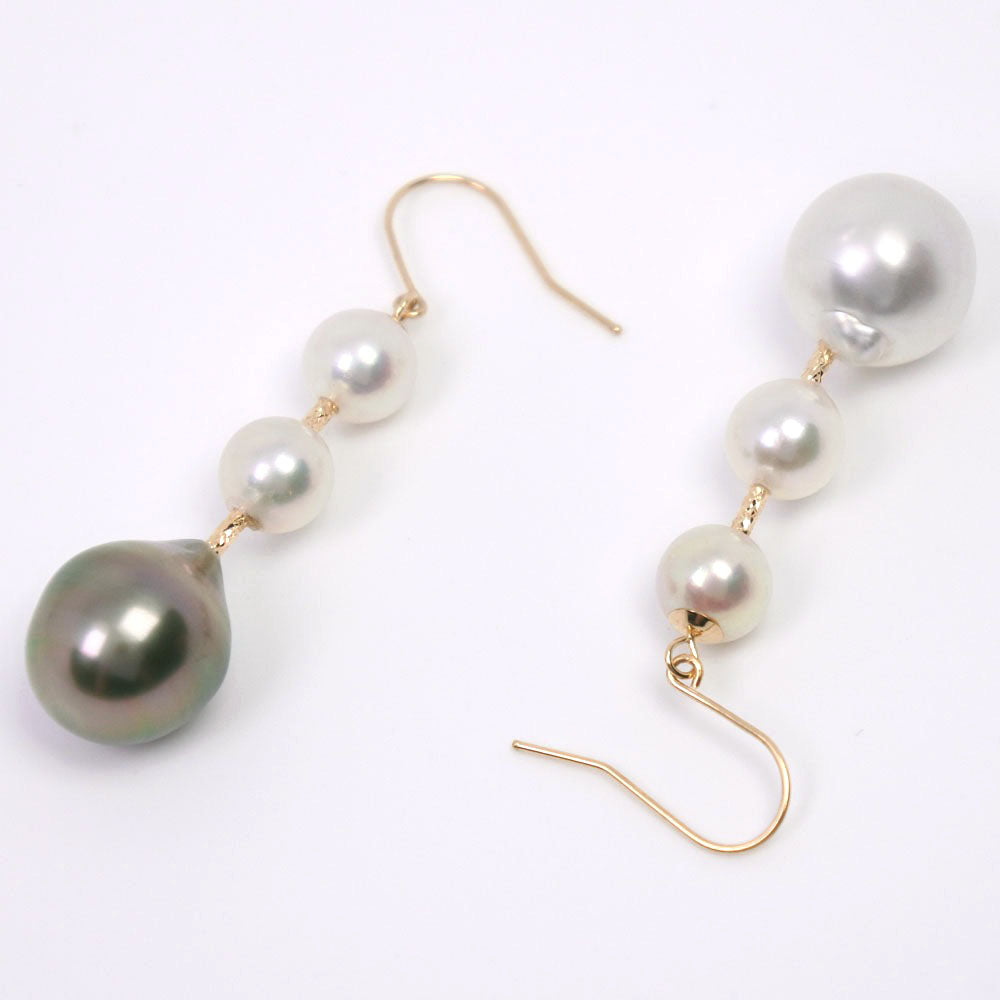 Akoya South Sea Tahitian Pearl Earrings K18 Yellow Gold