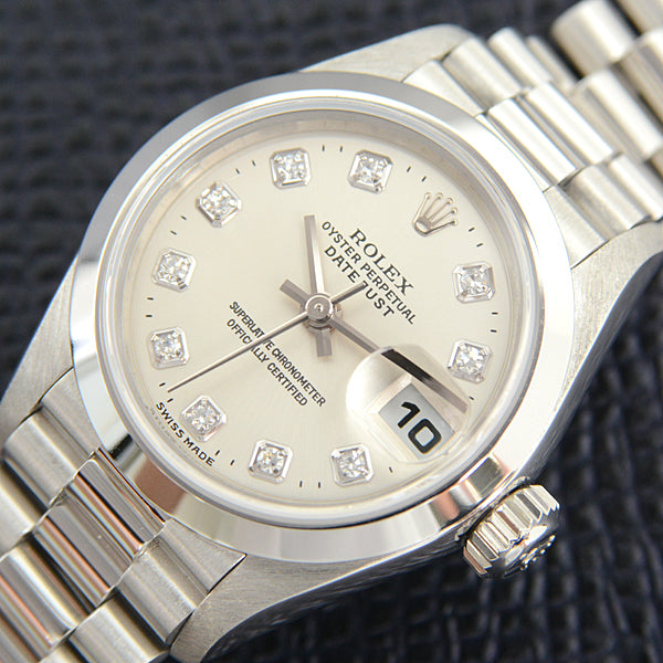 Rolex Datejust Platinum Automatic 10P Diamond Watch 79166G in Great Condition