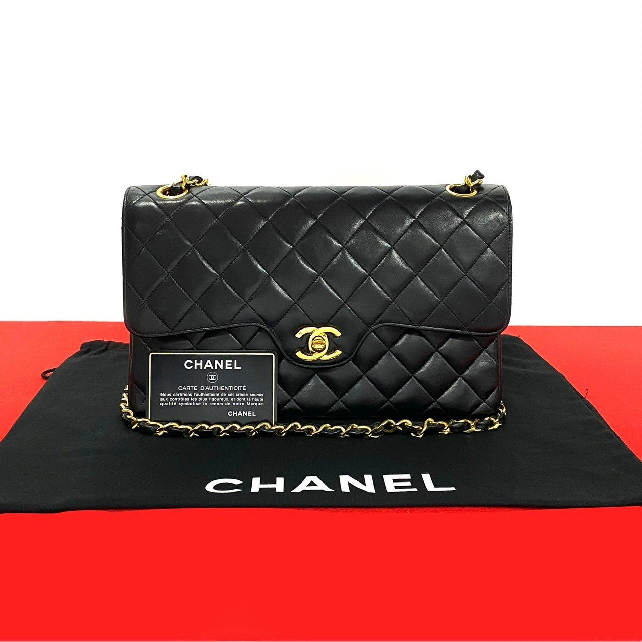 Chanel Lambskin Double Flap Shoulder Bag