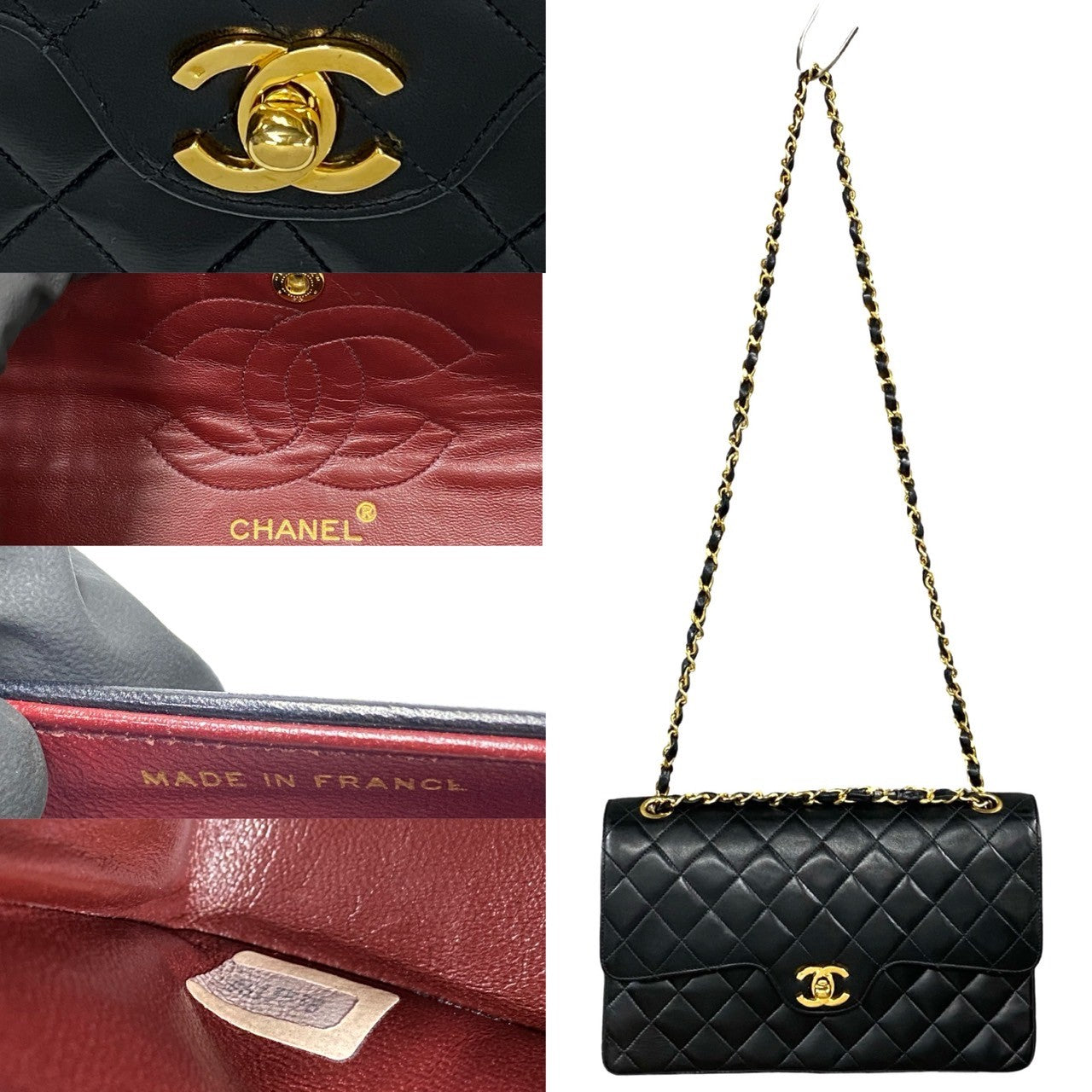 Chanel Lambskin Double Flap Shoulder Bag