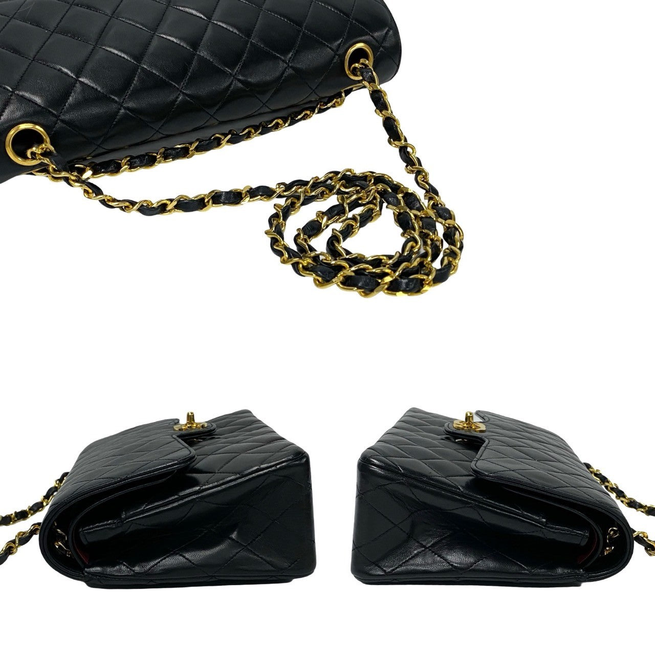 Chanel Lambskin Double Flap Shoulder Bag