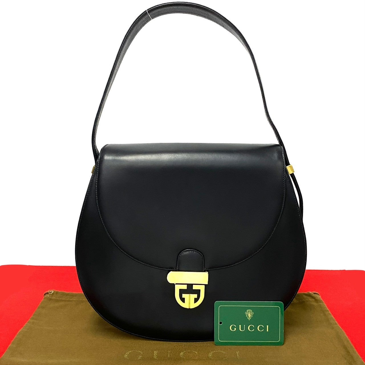 Gucci Vintage GG Logo Leather Shoulder Bag