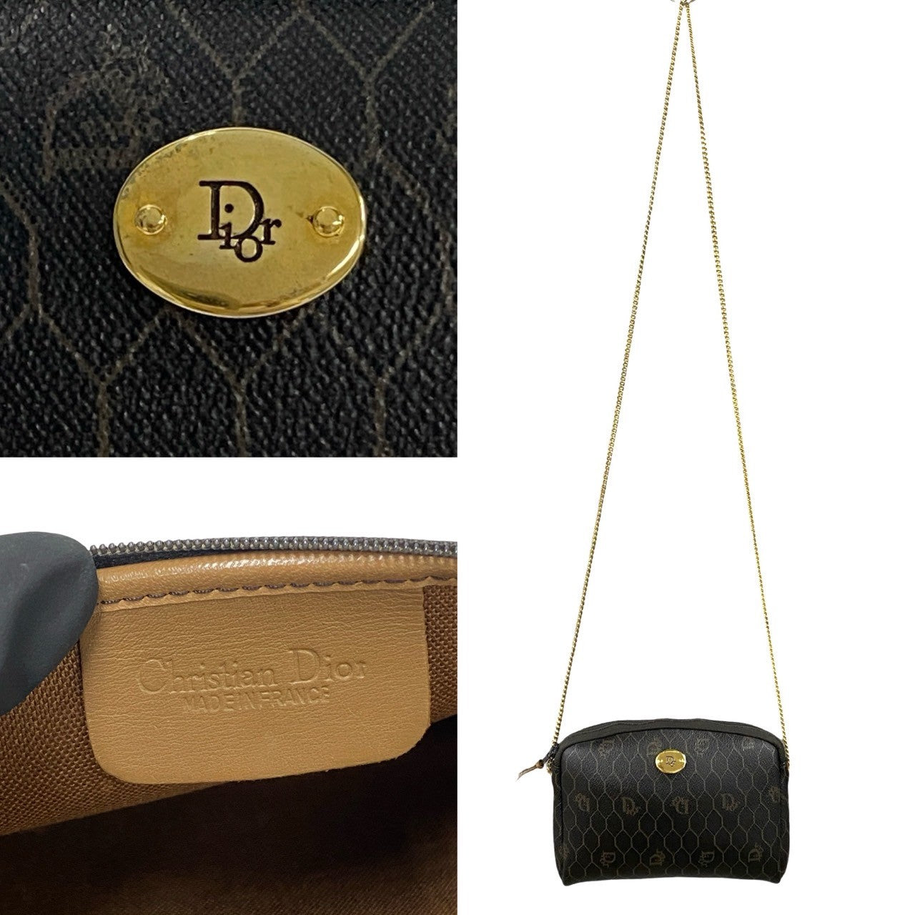 Dior Leather Honeycomb Logo Mini Shoulder Bag