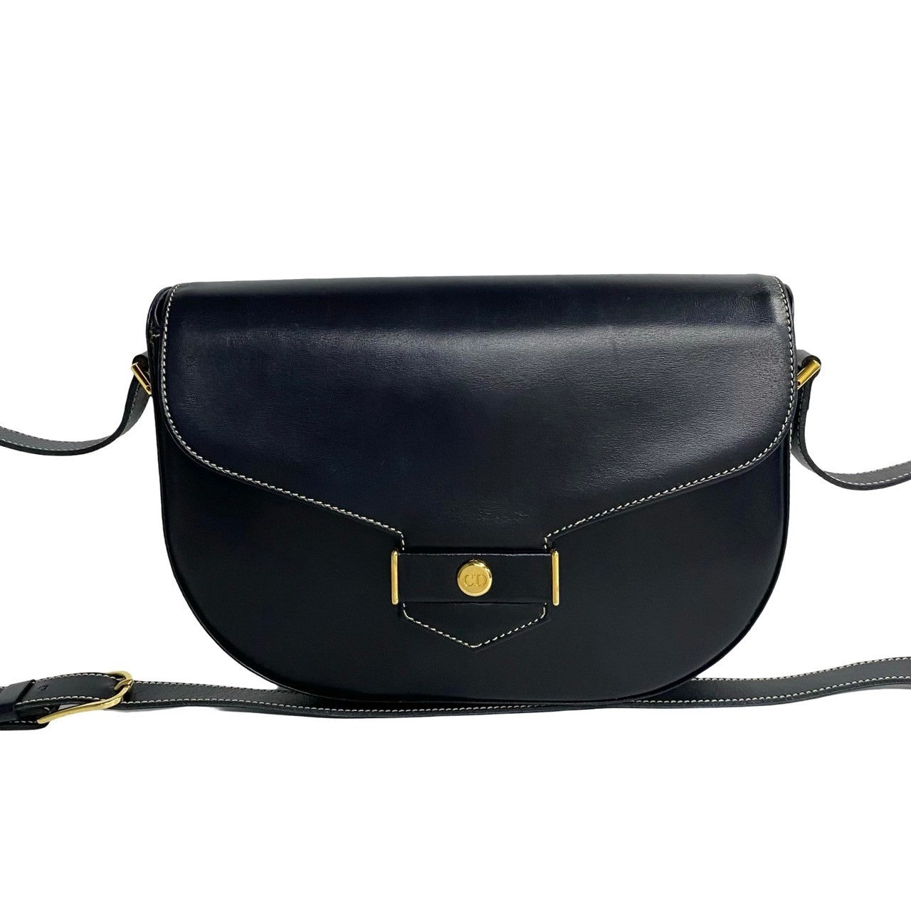 Christian Dior Leather Shoulder Bag Navy