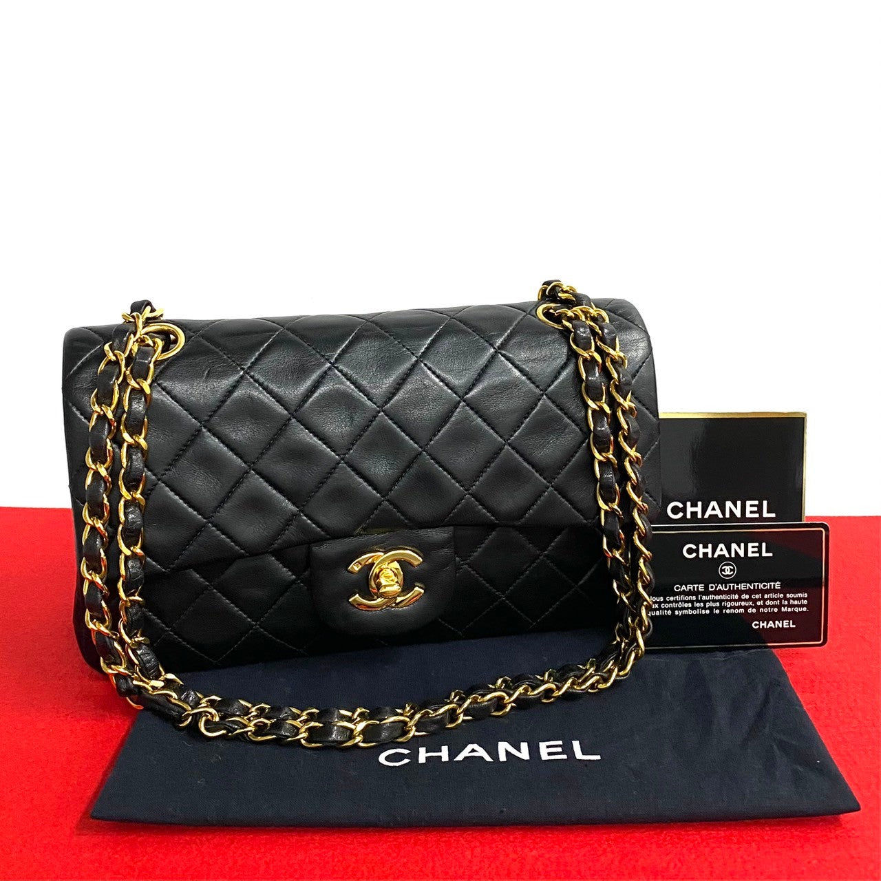 Chanel Lambskin W Flap Matelasse Shoulder Bag