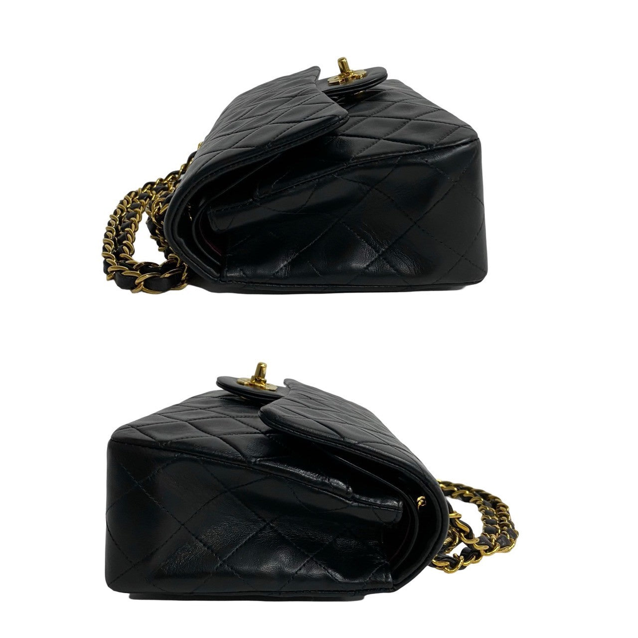 Chanel Lambskin W Flap Matelasse Shoulder Bag