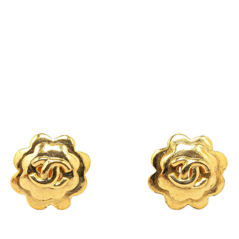 Chanel Vintage Coco Mark Flower Motif Earrings in Very Good Condition