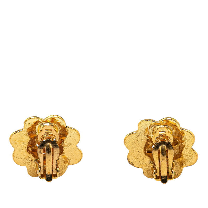 Chanel Vintage Coco Mark Flower Motif Earrings in Very Good Condition