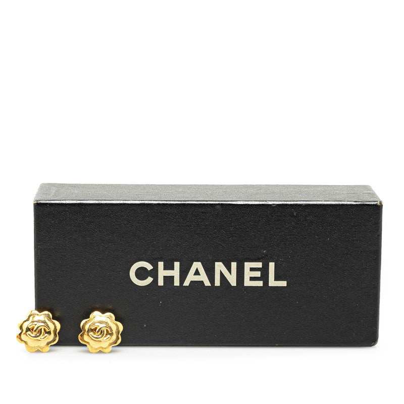 Chanel Vintage Coco Mark Flower Motif Earrings in Very Good Condition