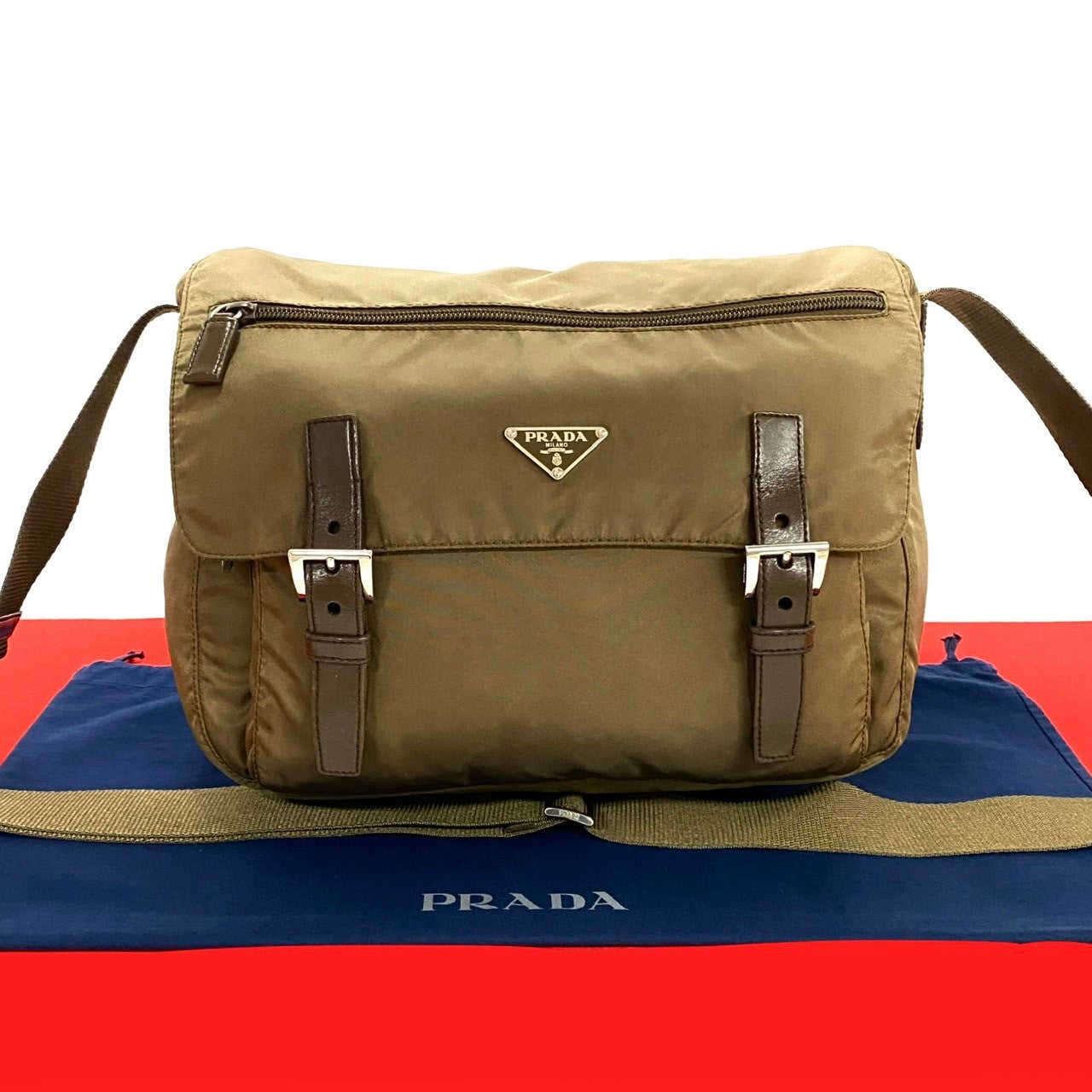 Prada Nylon Leather Shoulder Bag