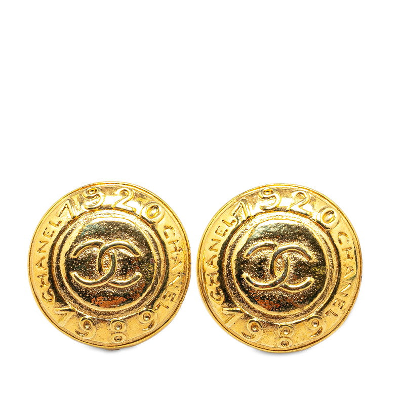 Chanel Vintage Coco Mark Gold Plated Earrings in Very Good Condition