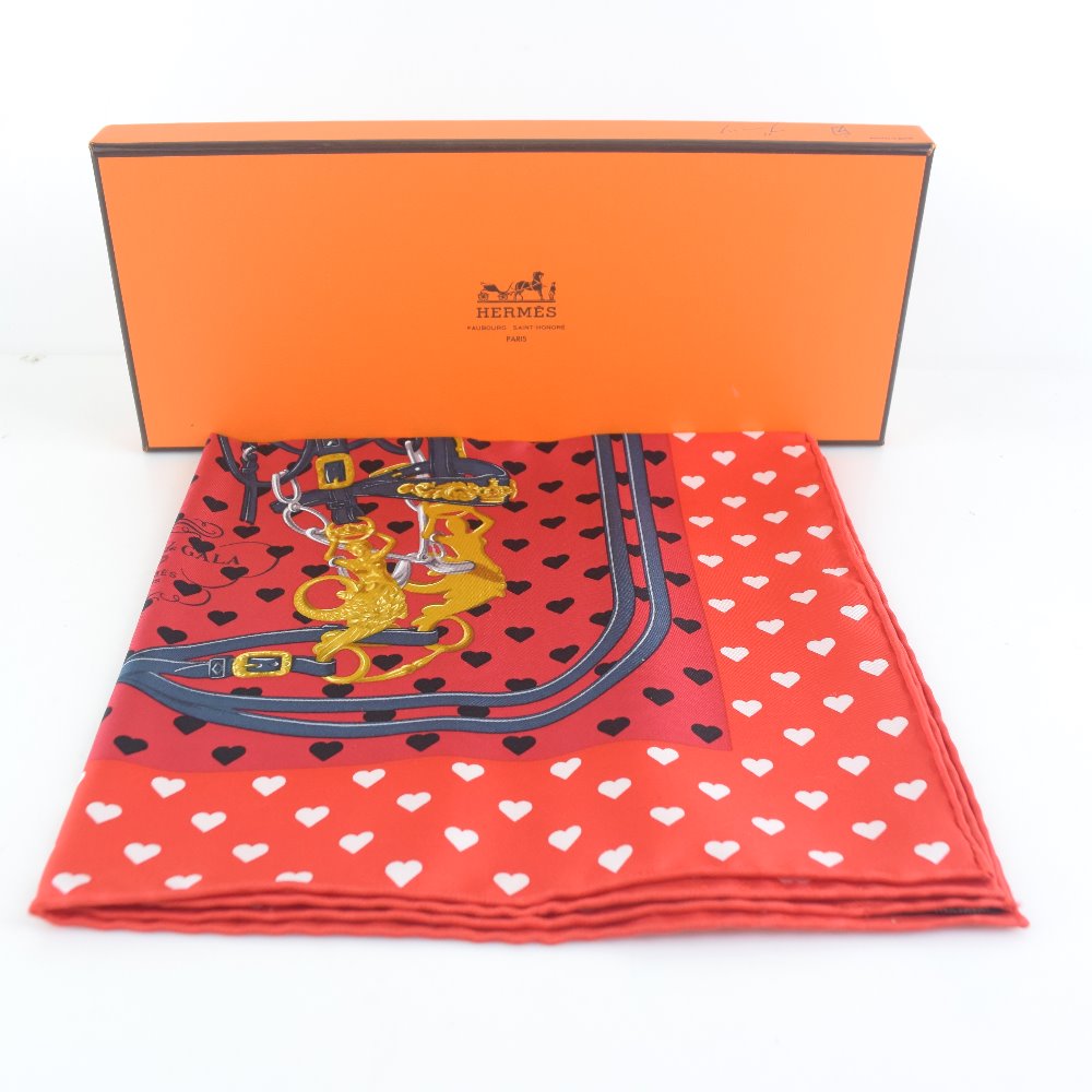 Hermes Silk Scarf Heart Red