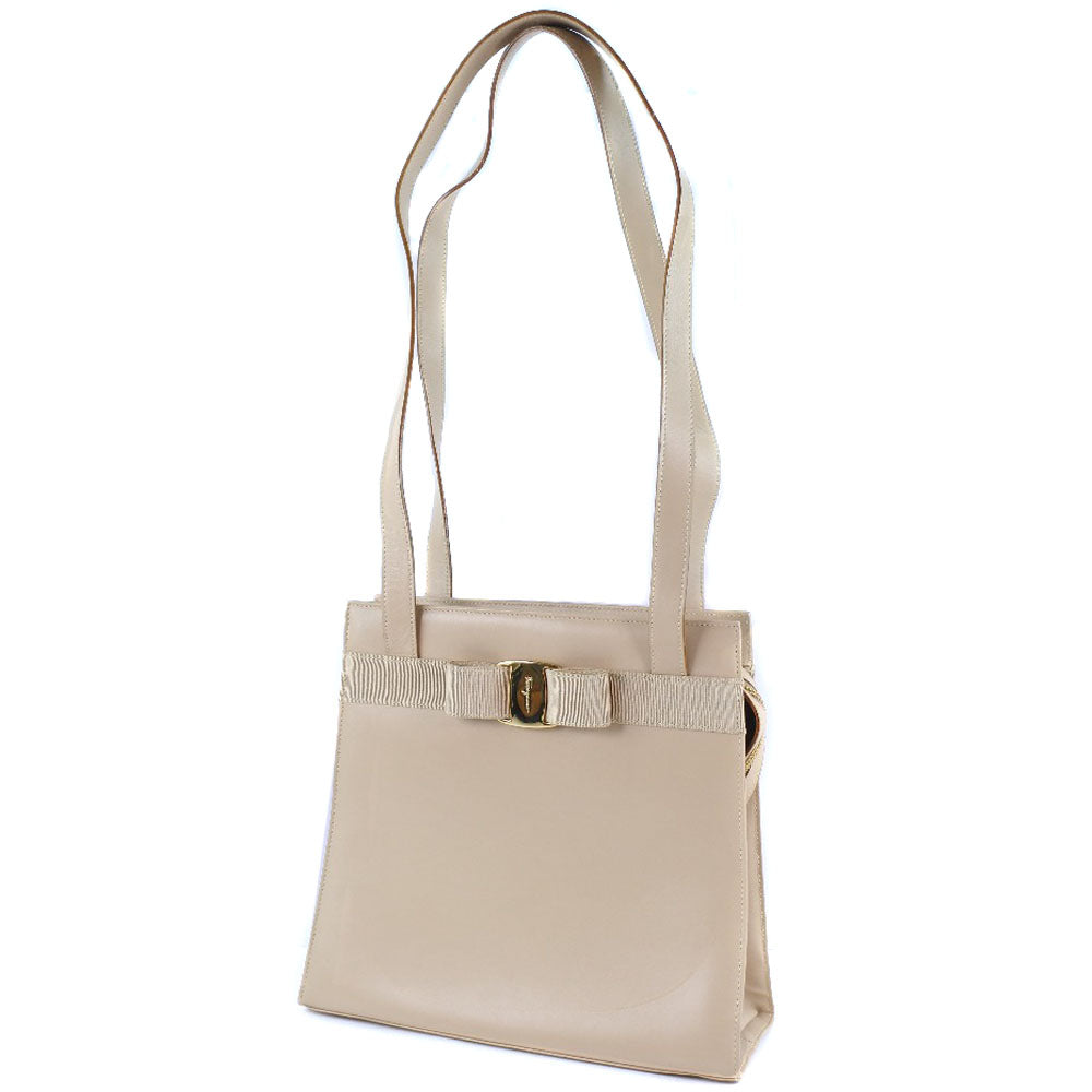 Salvatore Ferragamo Vara Shoulder Bag Beige