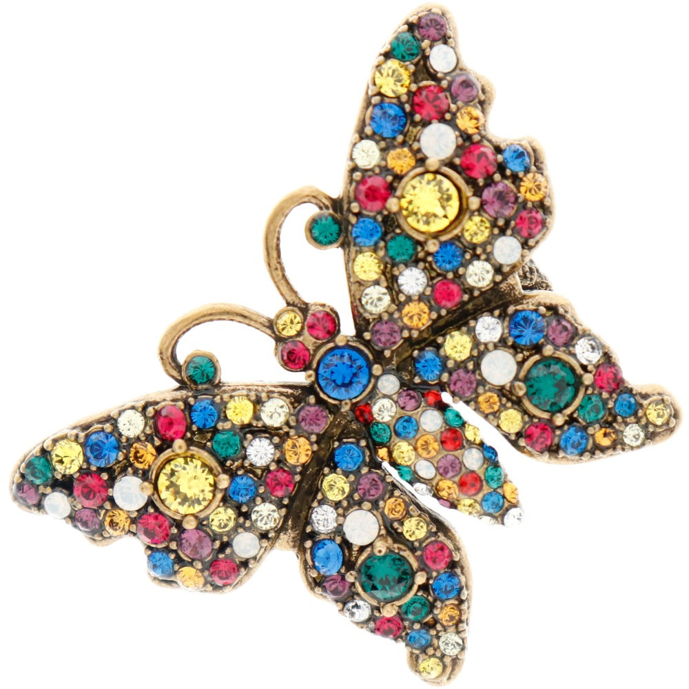 Gucci Gold Plated Crystal Butterfly Ring