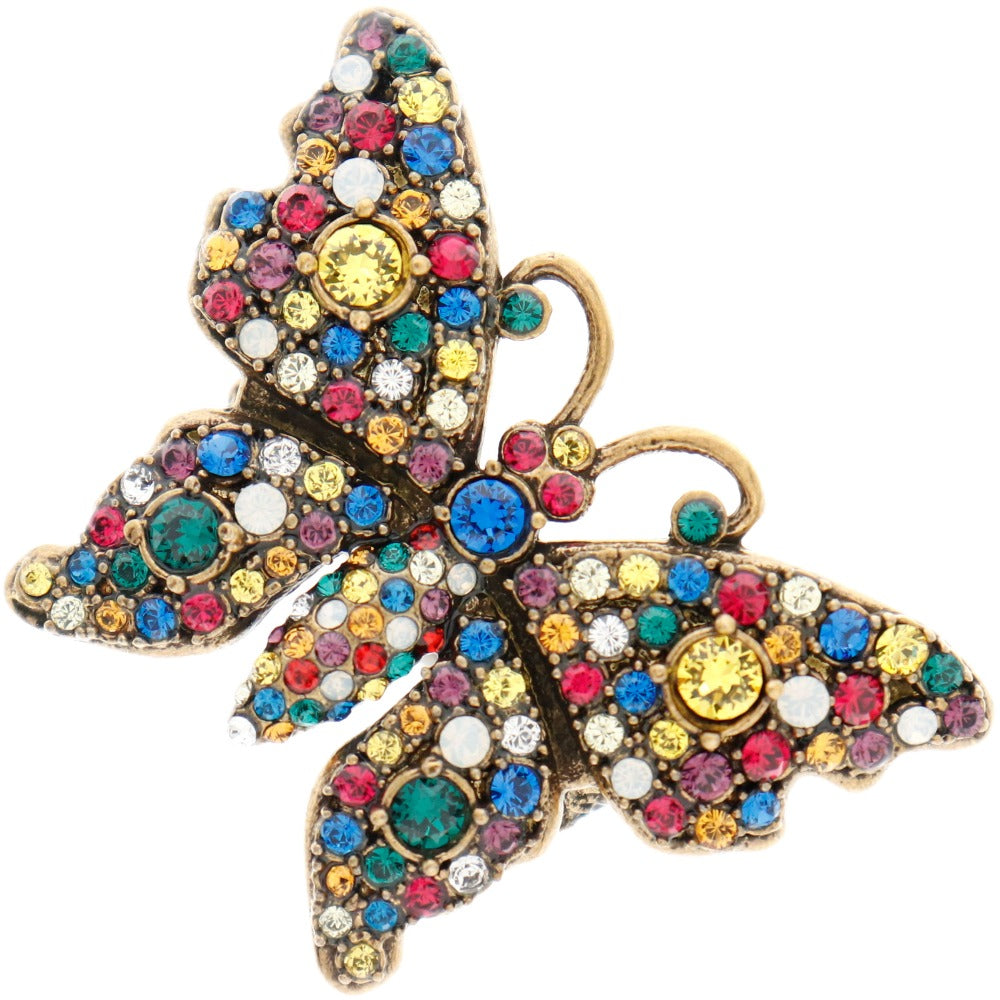 Gucci Gold Plated Crystal Butterfly Ring